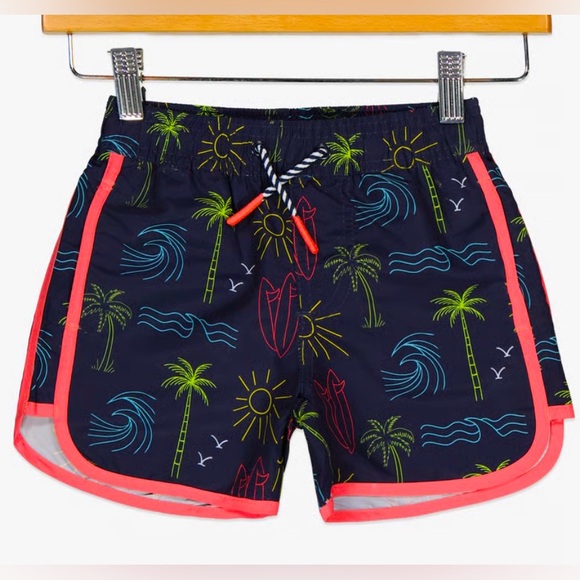Andy & Evan Sz 6 Tropical Swim Trunks with Neon Piping - Picture 1 of 3